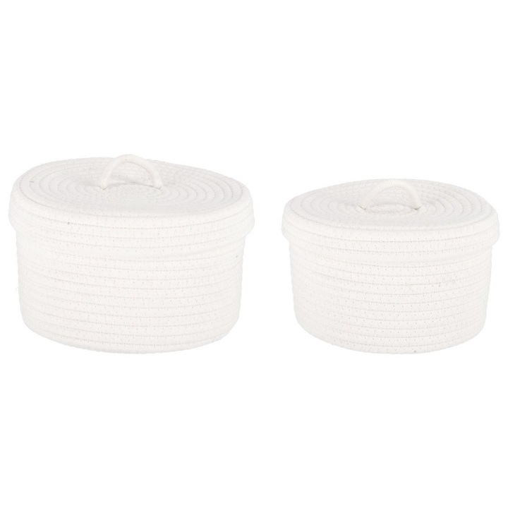 Комплект 2 коша за съхранение бял Candor Ø20x13h, ø23x16h