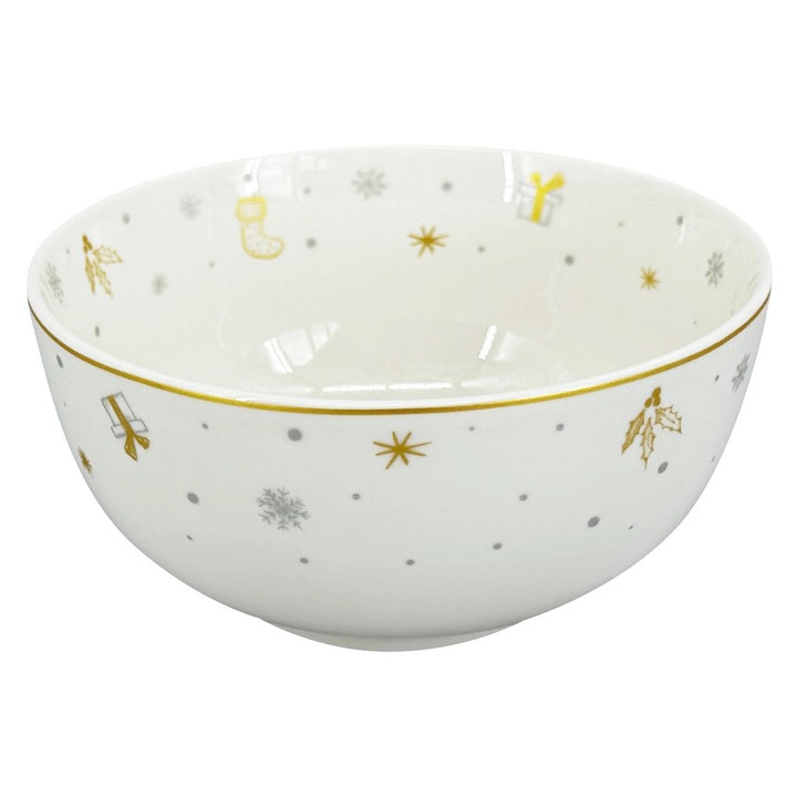 Bol de Craciun, by inspire, 15cm, alb/argintiu, design elegant