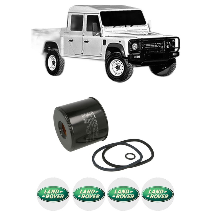 Filtru combustibil LAND ROVER 110/127 Pick-up (LDH) 2.5 din 1984-1990 KW 51 CP 69 CMC 2495, Bosch, Auto, 4x Stickere auto cu LAND ROVER