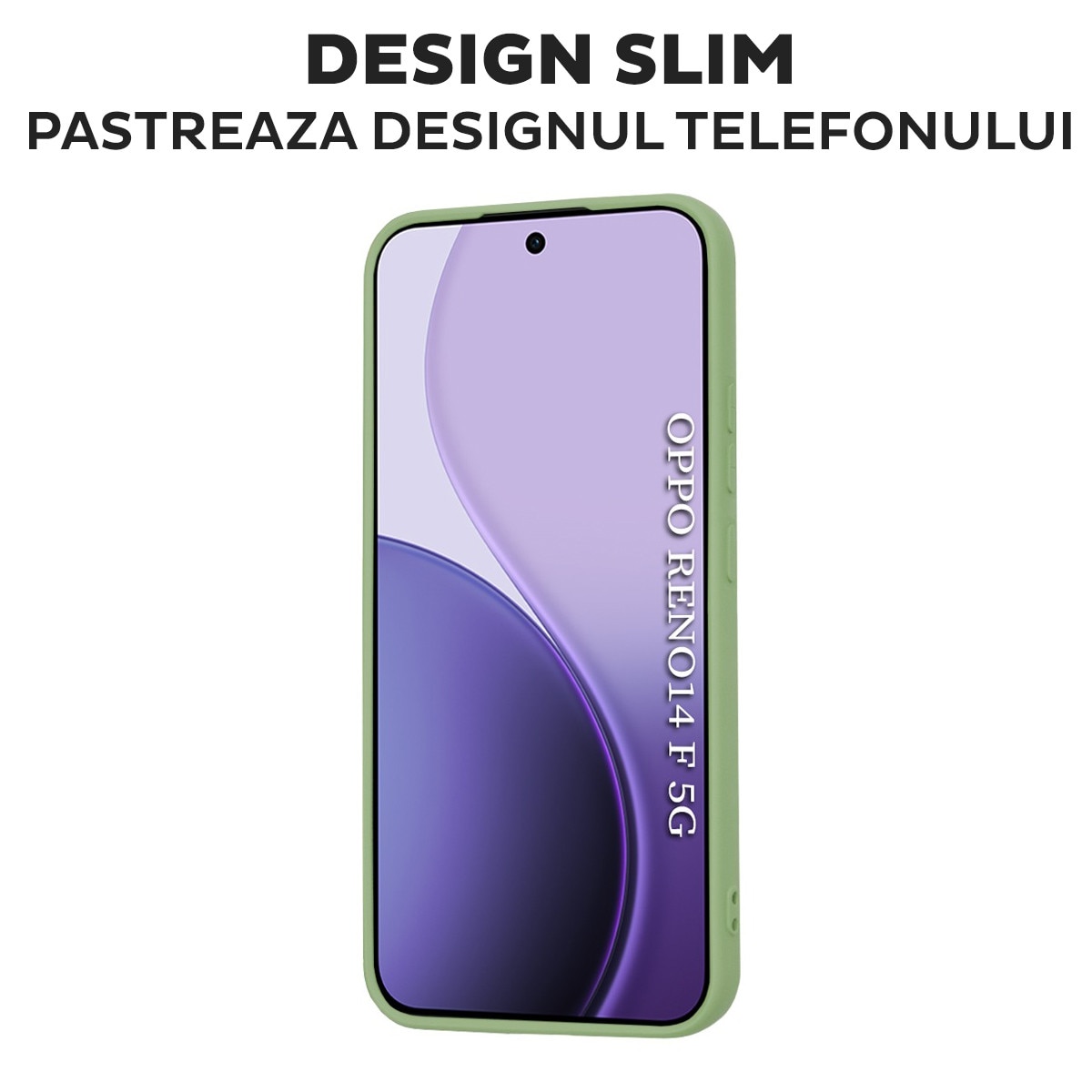 Husa pentru Oppo Reno 14 F / Reno 14 FS 5G Daden® Silicon SoftFlex, Ultra Slim, Protectie sporita, Interior de microfibra, Verde menta