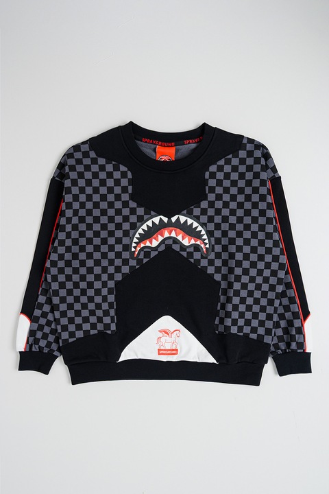 Sprayground, Памучен суитшърт Triple Decker на каре, Черен/Сив