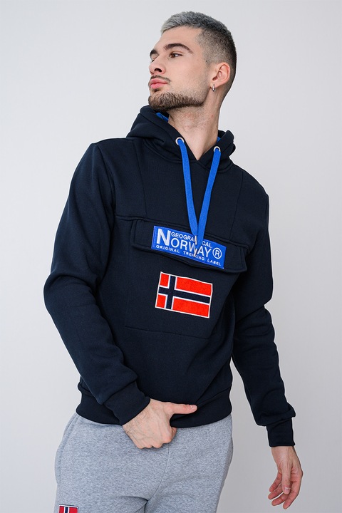 Geographical Norway, Hanorac cu imprimeu logo Gadrien, Rosu/Albastru ultramarin/Albastru royal