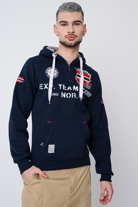 Geo Norway, Hanorac din amestec de bumbac cu imprimeu Goptaine, Rosu/Alb/Bleumarin