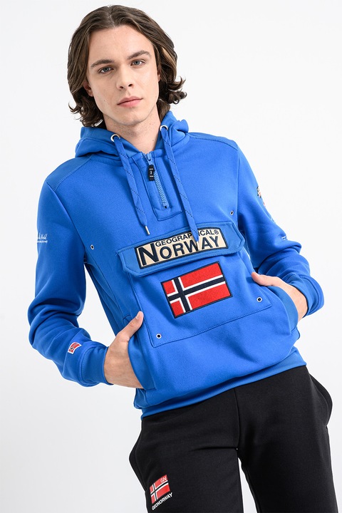 Geographical Norway, Худи Gymclass с къс цип, Червен/Кралско Синьо