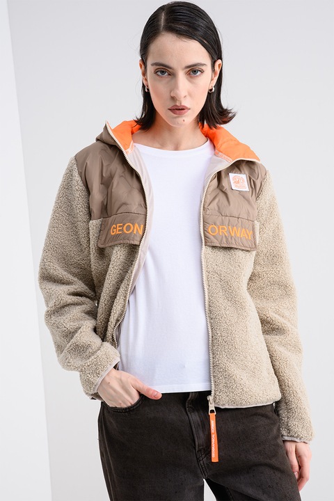 Geographical Norway, Jacheta cu logo si fermoar Techic, Maro nisip/Bej deschis