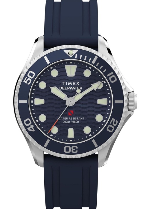 Ceas Timex Deep Water Meridian, 38mm, albastru, rezistent la apa 200m