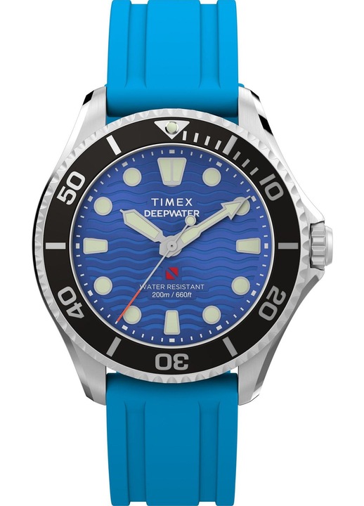 Ceas Timex Deep Water Meridian, 38mm, albastru, mecanism quartz, rezistent la apa 200m