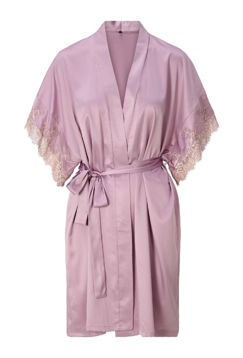 LingaDore, Neglijeu cu aspect de satin cu captuseala de dantela cu model floral, Maro taupe