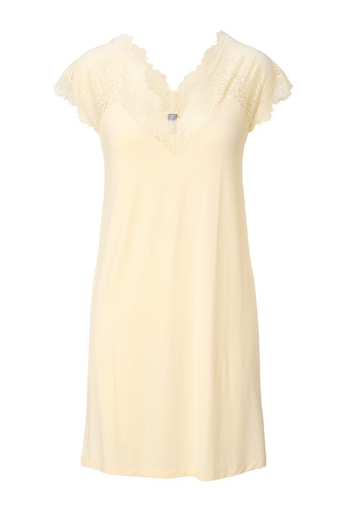 LingaDore, Camasa de noapte din amestec de bambus cu garnituri din dantela, Alb fildes