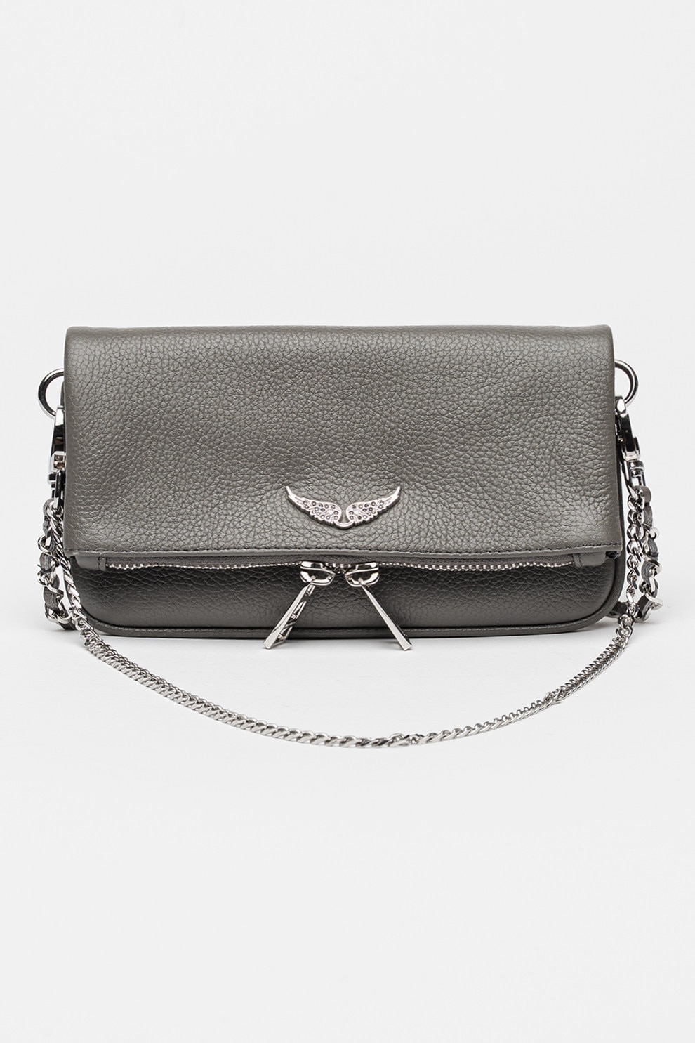 Zadig & Voltaire, Geanta crossbody din piele Rock Nano, Gri - eMAG.ro