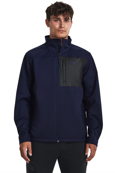 Under Armour, Jacheta cu buzunar pe piept, pentru antrenament Shield 2.0, Bleumarin