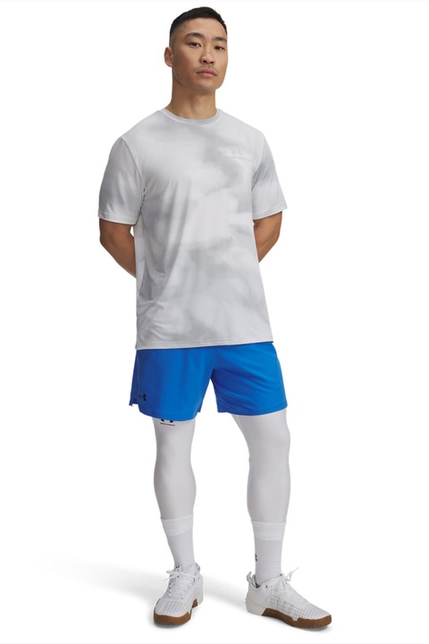 Under Armour, Pantaloni scurti cambrati cu banda logo in talie, pentru antrenament Vanish, Albastru royal