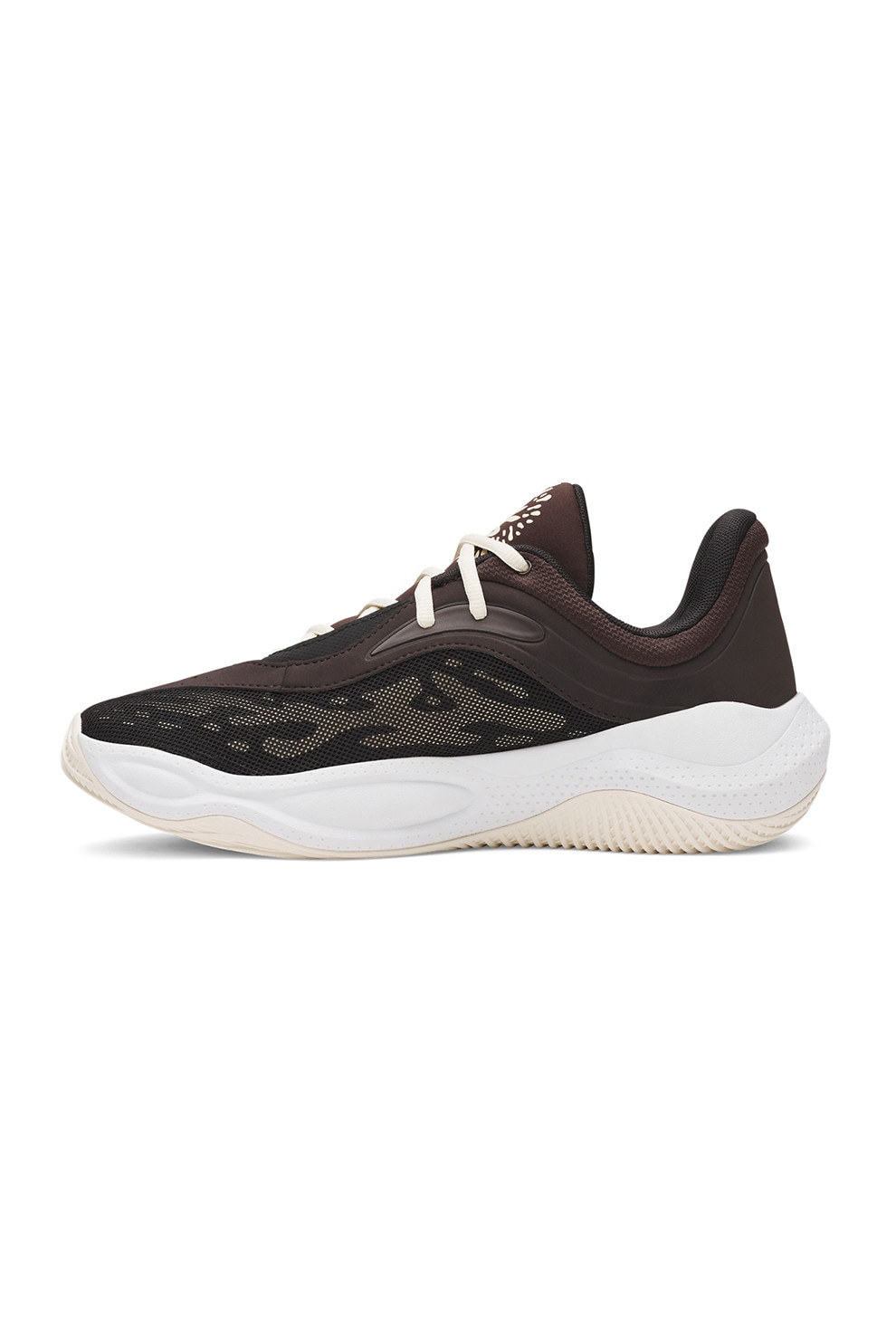 Under Armour, Pantofi pentru baschet Curry Splash 25, Alb, Maro inchis, 9.5