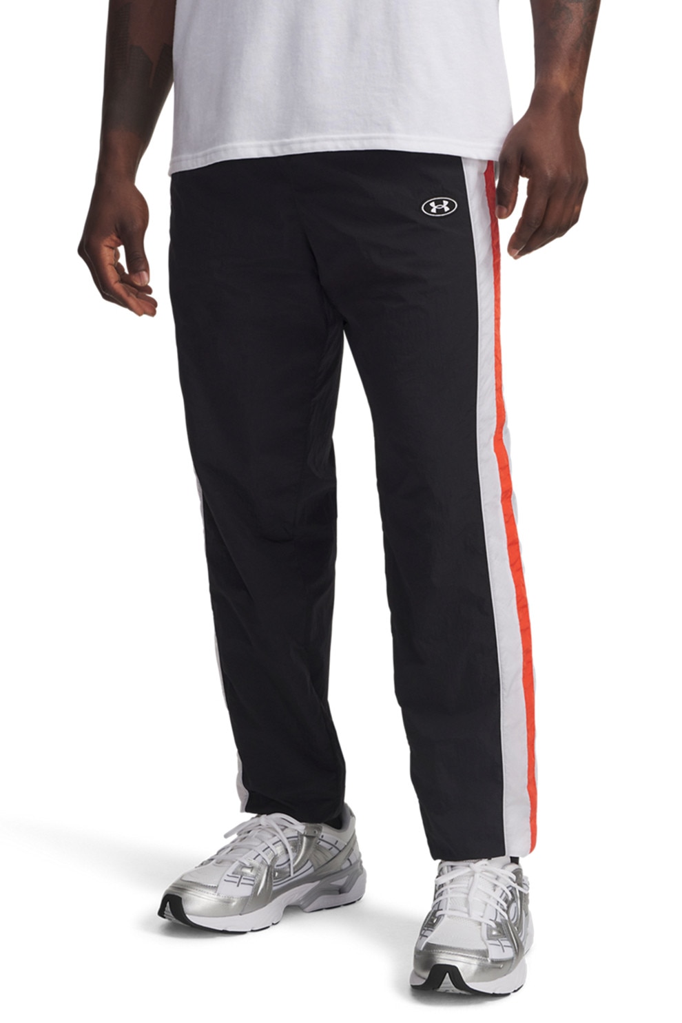 Under Armour, Pantaloni cu talie ajustabila Icon Track, Rosu, Alb, Negru stins, L