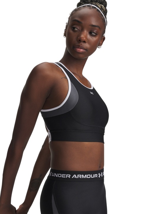 Under Armour, Bustiera cu bretele incrucisate, pentru antrenament, Gri deschis/Gri antracit