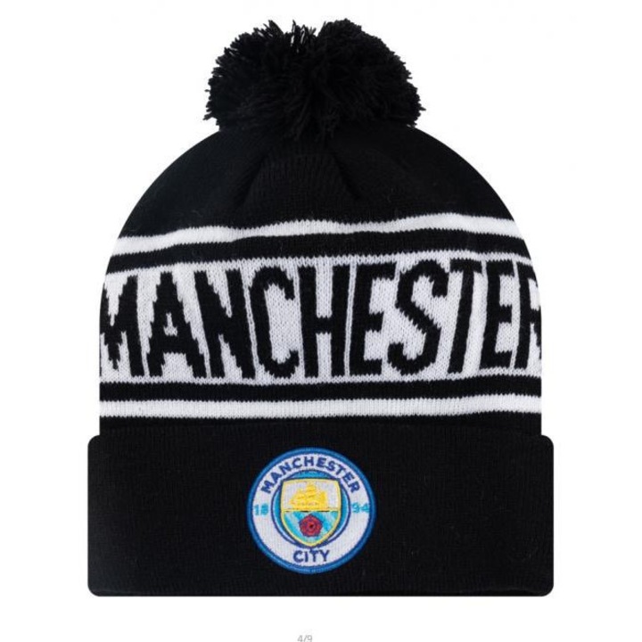 Kötött sapka, futball, Manchester City, gyapjú, fekete