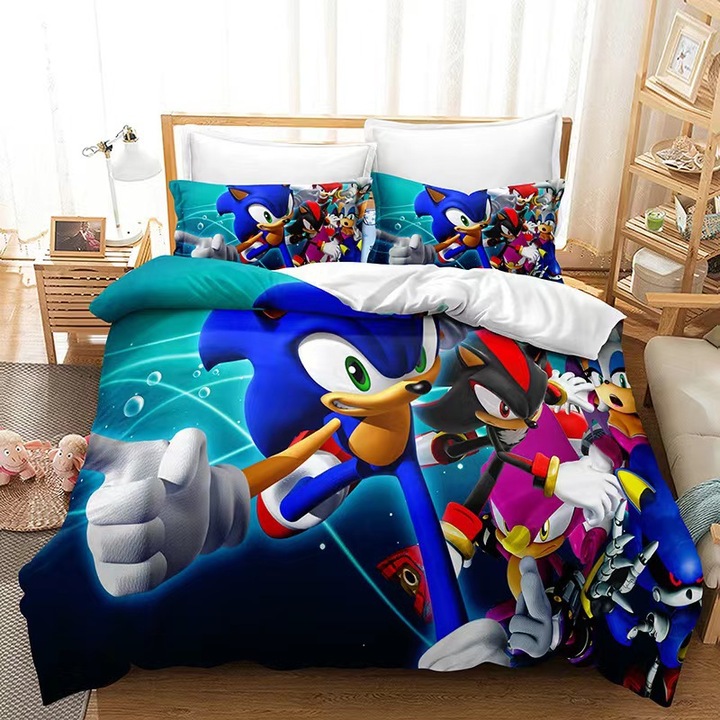 Ágyneműhuzat garnitúra 3 részes Sonic, 3D mintás, többszínű, 135x200cm