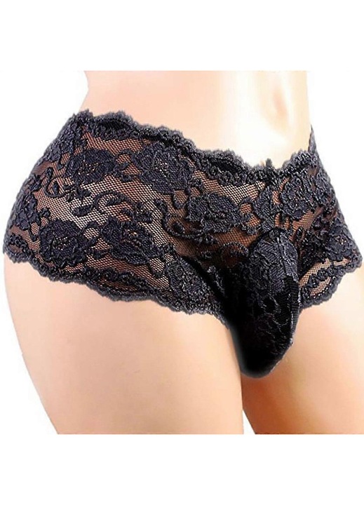 Férfi bugyi, csipke, fekete, L INTL
