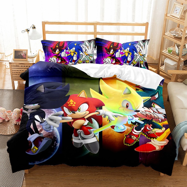Ágynemű garnitúra 3 részes Sonic, 3D mintás, többszínű, 135x200cm