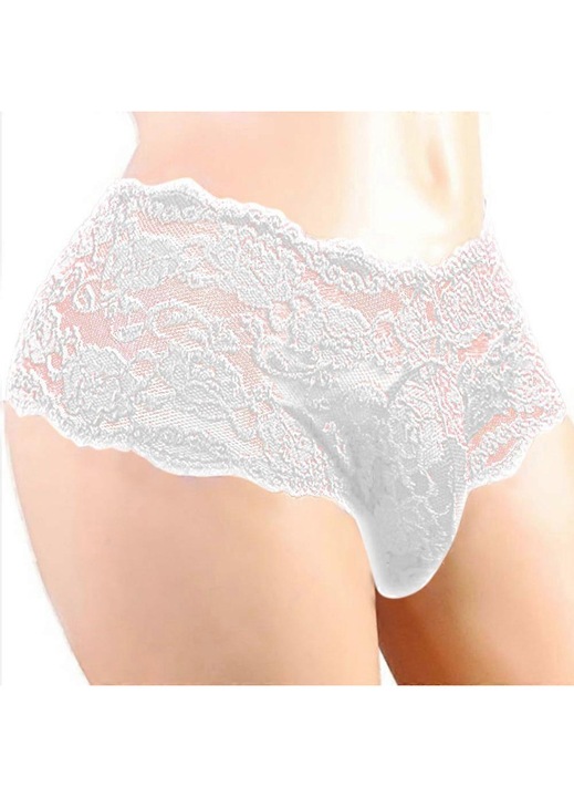 Férfi szexi fehérnemű, csipkés, fehér