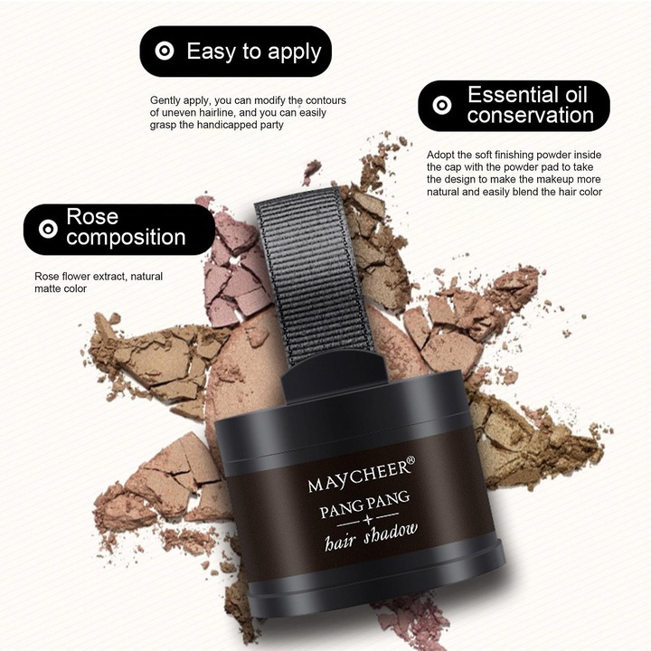 Мултифункционална пудра за контуриране, Maycheer, водоустойчива, за коса и вежди, 4гр, тъмнокафява