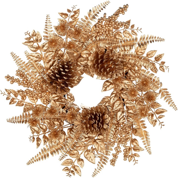 Коледен венец, Изкуствени растения, Розово злато, Пластмаса, 40 см