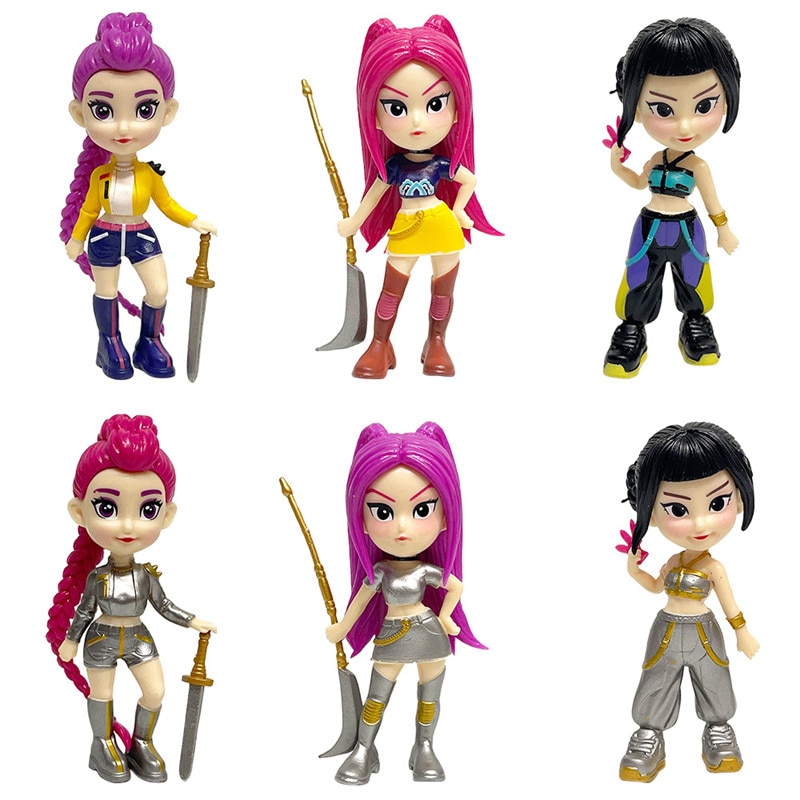 Set figurine K-pop Chelfonds Demon Hunter Rumi, Mira si Zoey, PVC, 6 piese, 12cm, multicolor