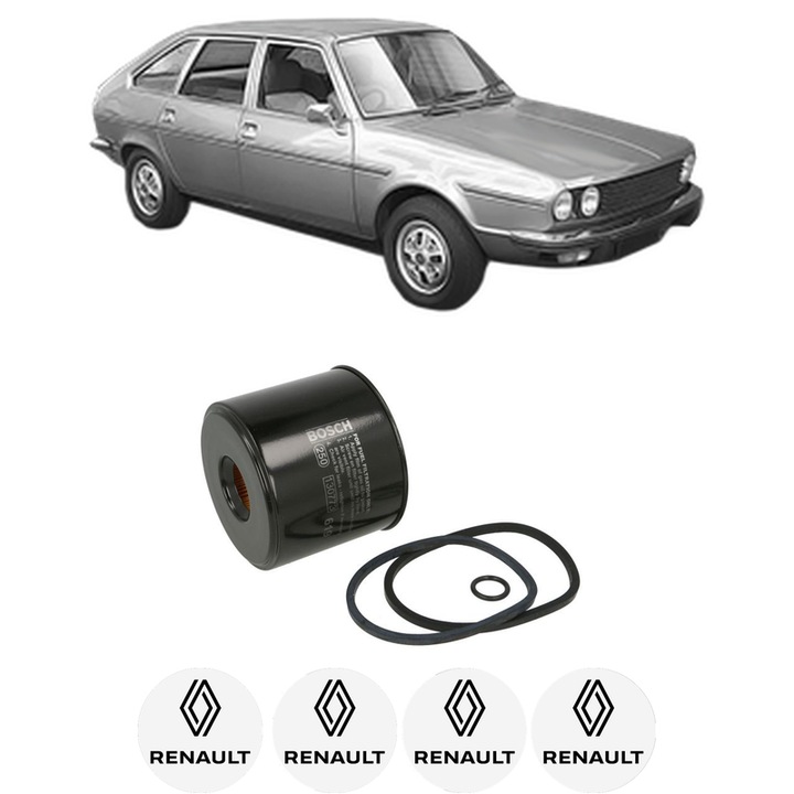 Filtru combustibil RENAULT 30 (127_) 2.1 Turbo-D (1270) din 1982-1986 KW 63 CP 86 CMC 2068, Bosch, Auto, 4x Stickere auto cu RENAULT