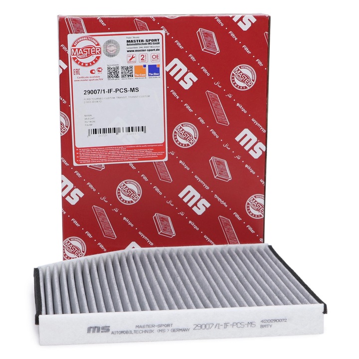Master-Sport utastérszűrő, Ford Tourneo Custom, Transit Custom, aktív, 284x232x30mm