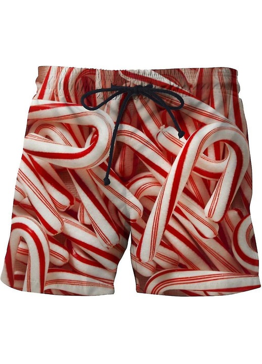 Férfi strandrövidnadrág, 3D nyomtatás, fehér/piros, 4XL INTL