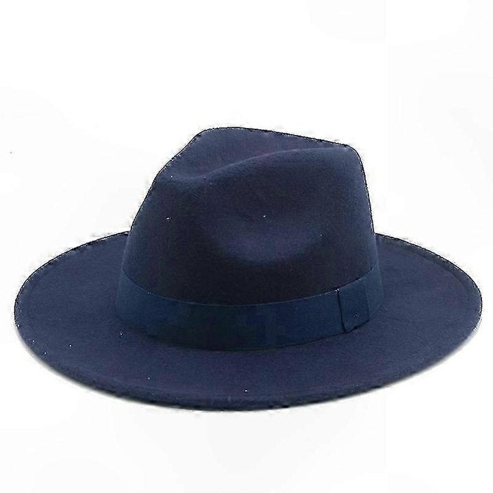 Palarie Fedora Clasica, Unisex, Culoare Solida, M/L, 56-58cm