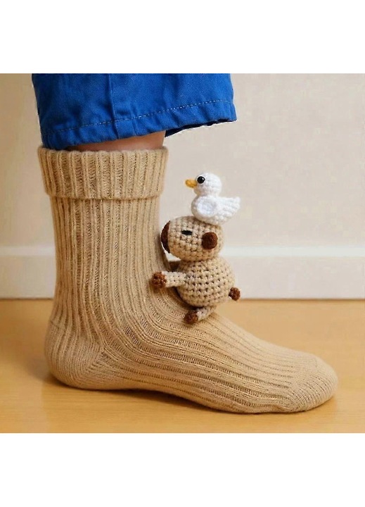 Sosete dama, imprimeu T-Rex si aligator, calduroase, marime unica