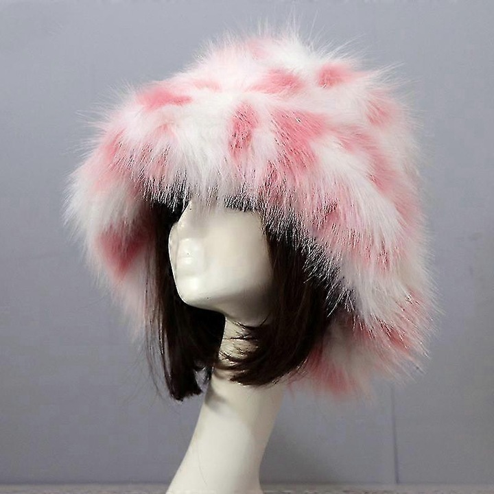 Caciula dama set, eleganta, calduroasa, multicolora, iarna, material blanos