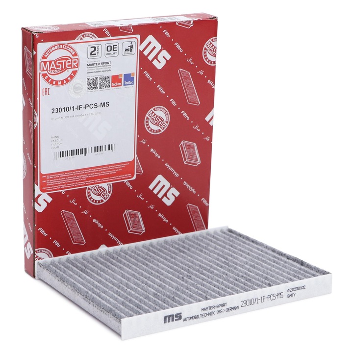 Master-Sport utastérszűrő, Hyundai ix20 (JC), Kia Venga (YN) modellekhez, 230x180x20mm, aktív szén