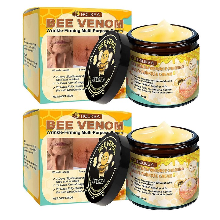 Крем за регенерация на кожата с пчелна отрова, HOUKEA, 2 броя, хидратиращ, намалява бръчките и тъмните петна, 50гр