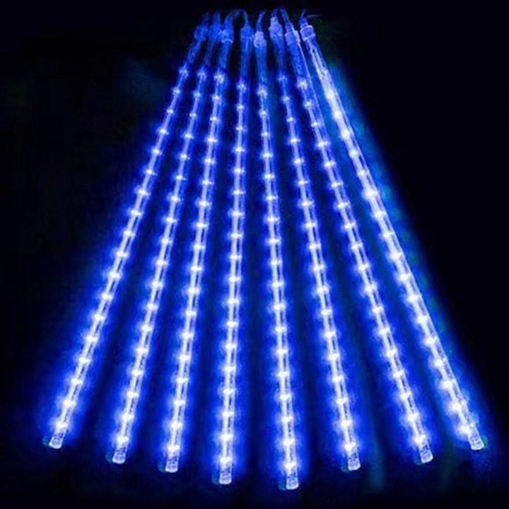 LED Meteorzápor Lámpa 30/50cm, 8 cső, meteorzápor effekt, vízálló, karácsonyi dekoráció, szett