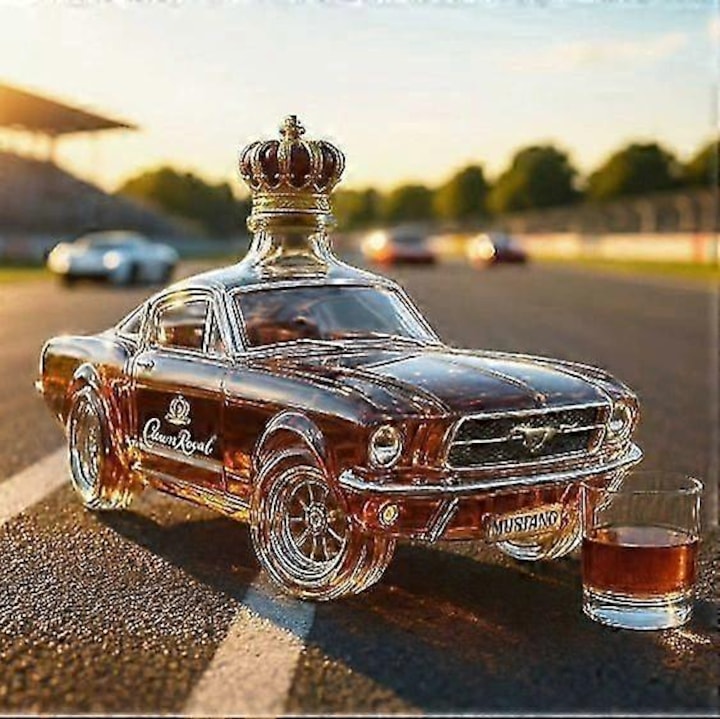 Decantor whiskey, design modern, sticla rezistenta, 750ml, model masina