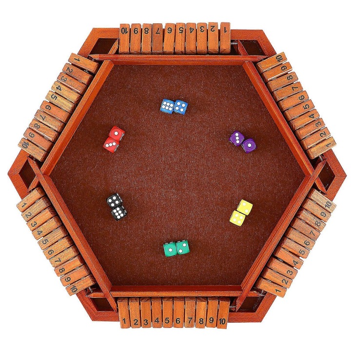 Настолна игра Shut the Box, дърво, 38x38x3.5см, кафява