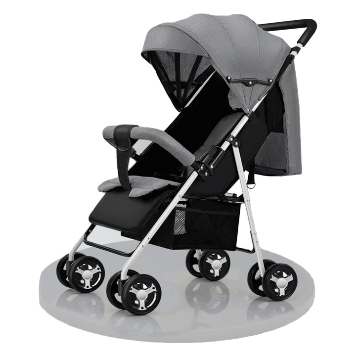 Babakocsi, sokoldalú kialakítás, multifunkcionális jellemzők, szürke, 20 kg