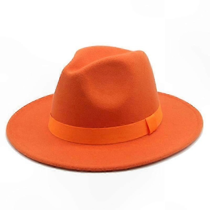 Palarie Fedora, unisex, solida, portocalie, M/L, set pentru iarna