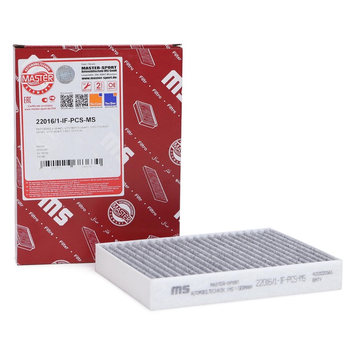 Master-Sport utastérszűrő, Mercedes EQV, V, Marco Polo Camper, Vito Furgon/Mixto/Tourer, 211x151x31mm