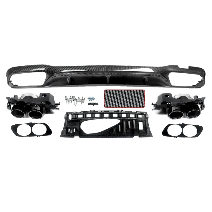 Difuzor spate, 2 iesiri de evacuare, compatibil cu AMG-Line, aspect fibra de carbon, 161.29x40x20.96cm