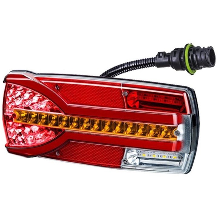 Лампа за комплект 7-функционална с динамичен мигач (LED) бяло-оранжево-червено 12/24V лява