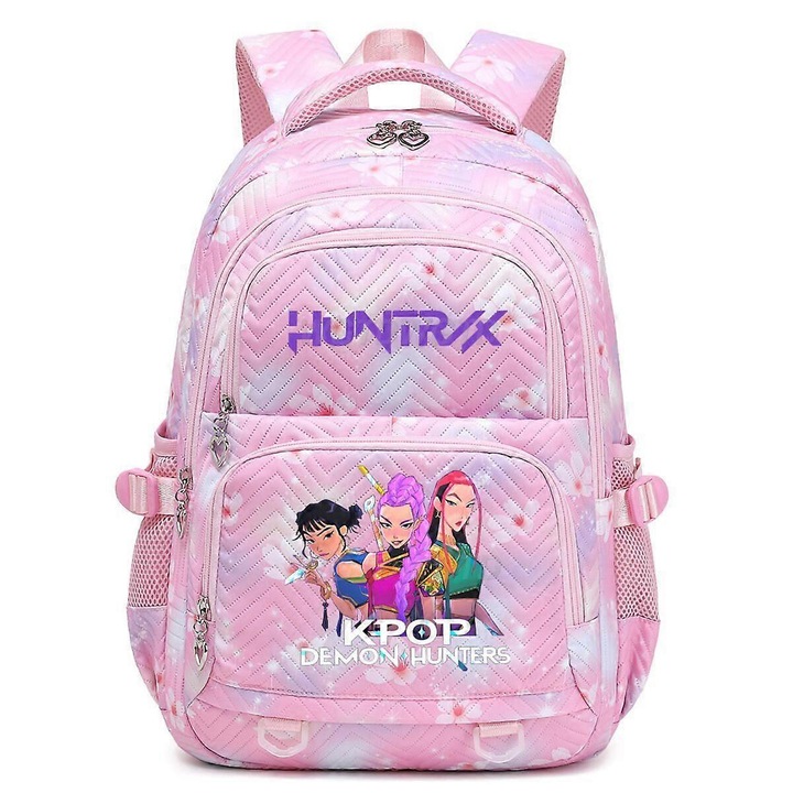 Ghiozdan KPop Demon Hunters, roz, 15 inch, set 1 buc.