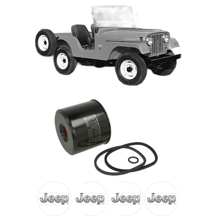 Filtru combustibil JEEP CJ5 - CJ8 2.5 din 1984-1987 KW 78 CP 106 CMC 2464, Bosch, Auto, 4x Stickere auto cu JEEP