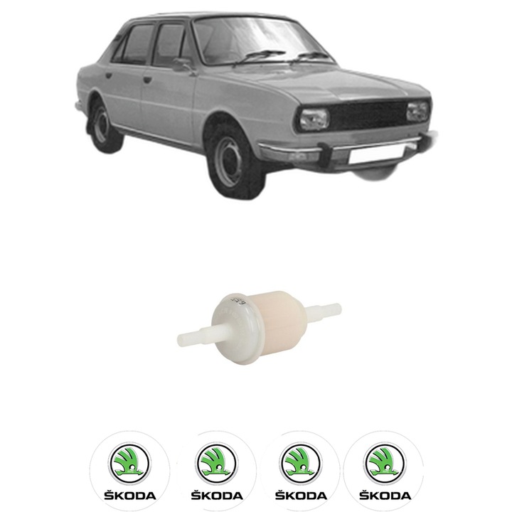 Filtru combustibil SKODA 105, 120 (744) 1.0 105 S, L din 1988-1990 KW 32 CP 44 CMC 1038, Bosch, Auto, 4x Stickere auto cu SKODA