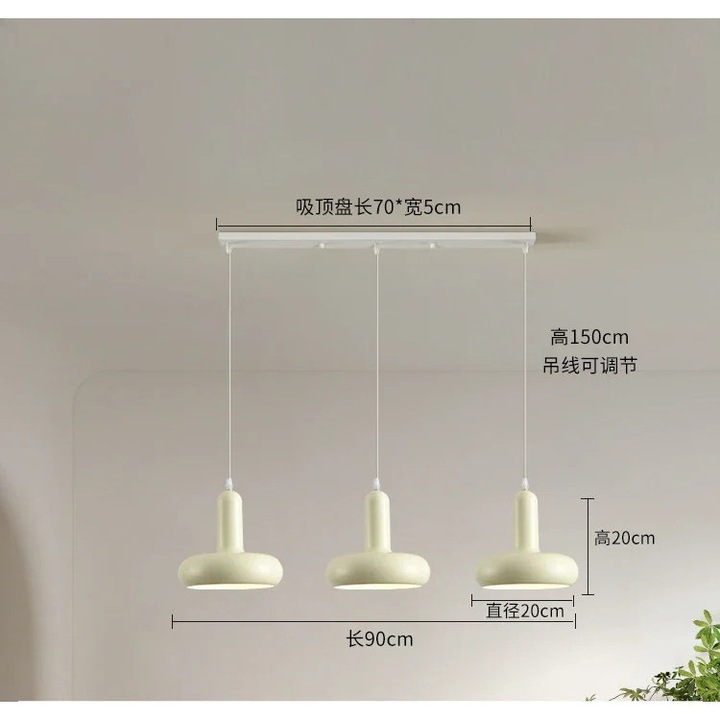 Lustra moderna, 3 brate, alb, iluminare tricolora, instalare usoara