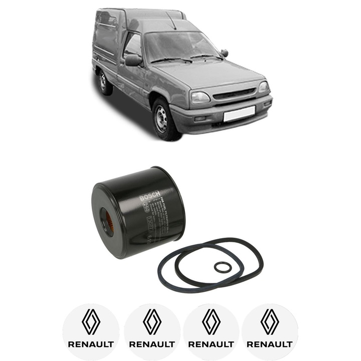 Filtru combustibil RENAULT RAPID Box Body/MPV (F40_, G40_) 1.6 D (F404) din 1986-1998 KW 40 CP 55 CMC 1595, Bosch, Auto, 4x Stickere auto cu RENAULT