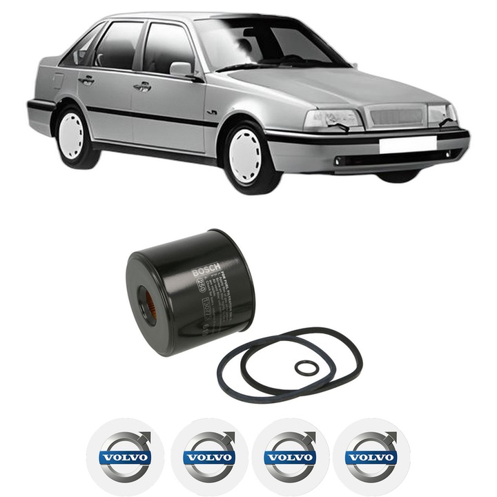 Filtru combustibil VOLVO 440 (445) 1.9 Turbo-Diesel din 1994-1996 KW 66 CP 90 CMC 1870, Bosch, Auto, 4x Stickere auto cu VOLVO