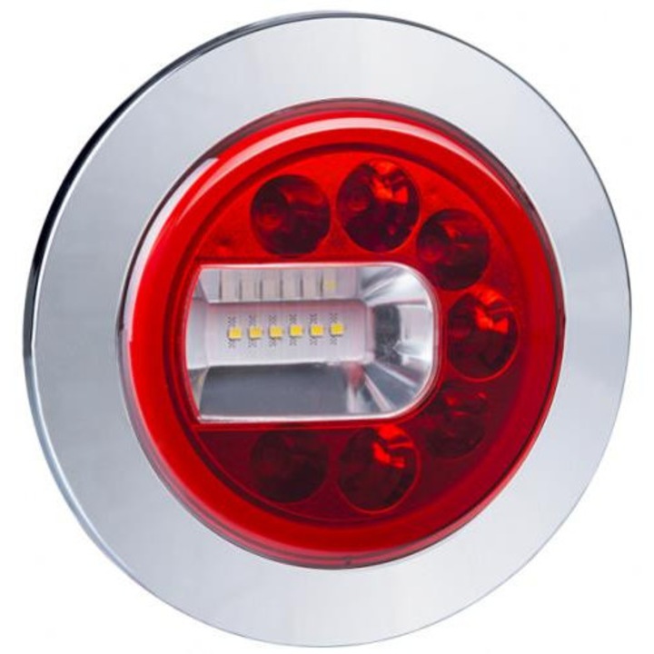 Задна лампа 3 функции, Lamiro, бяло-червено, 12/24V, лява